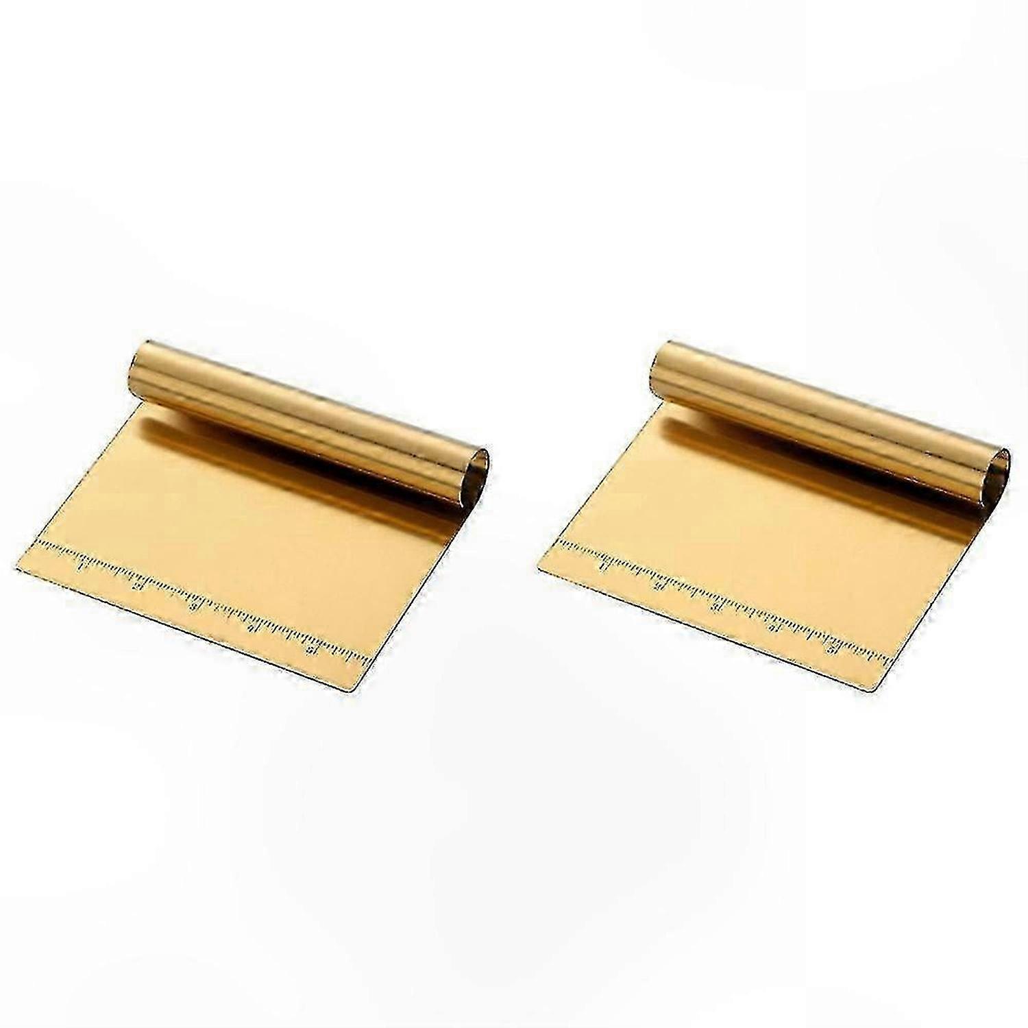 2pcs Stainless Steel Pizza Dough Scraper, Bread Scraper (Gold)