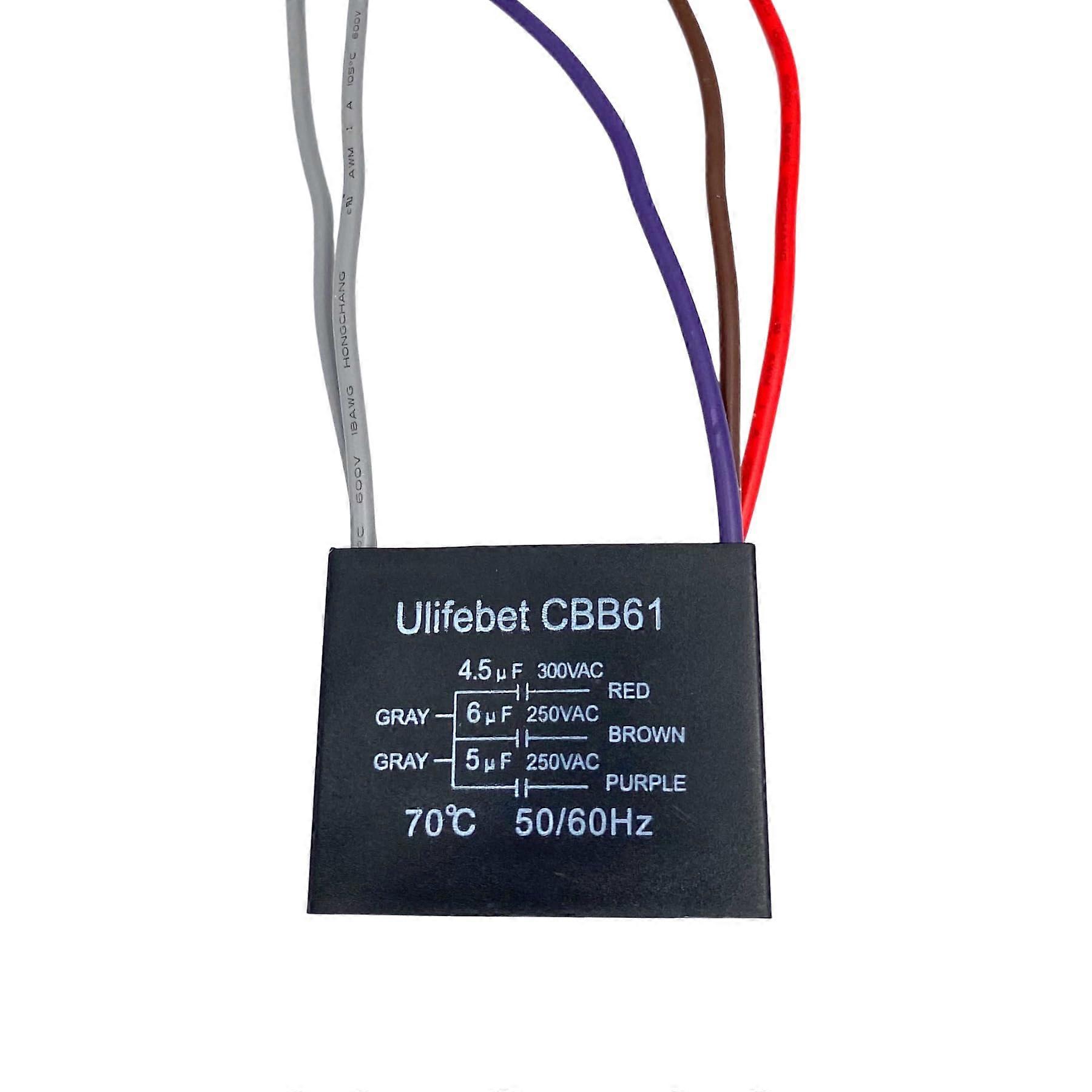 Ceiling Fan Capacitor CBB61 4.5uf 6uf 5uf 5 Wire 250V MultiSpeed  Voltage