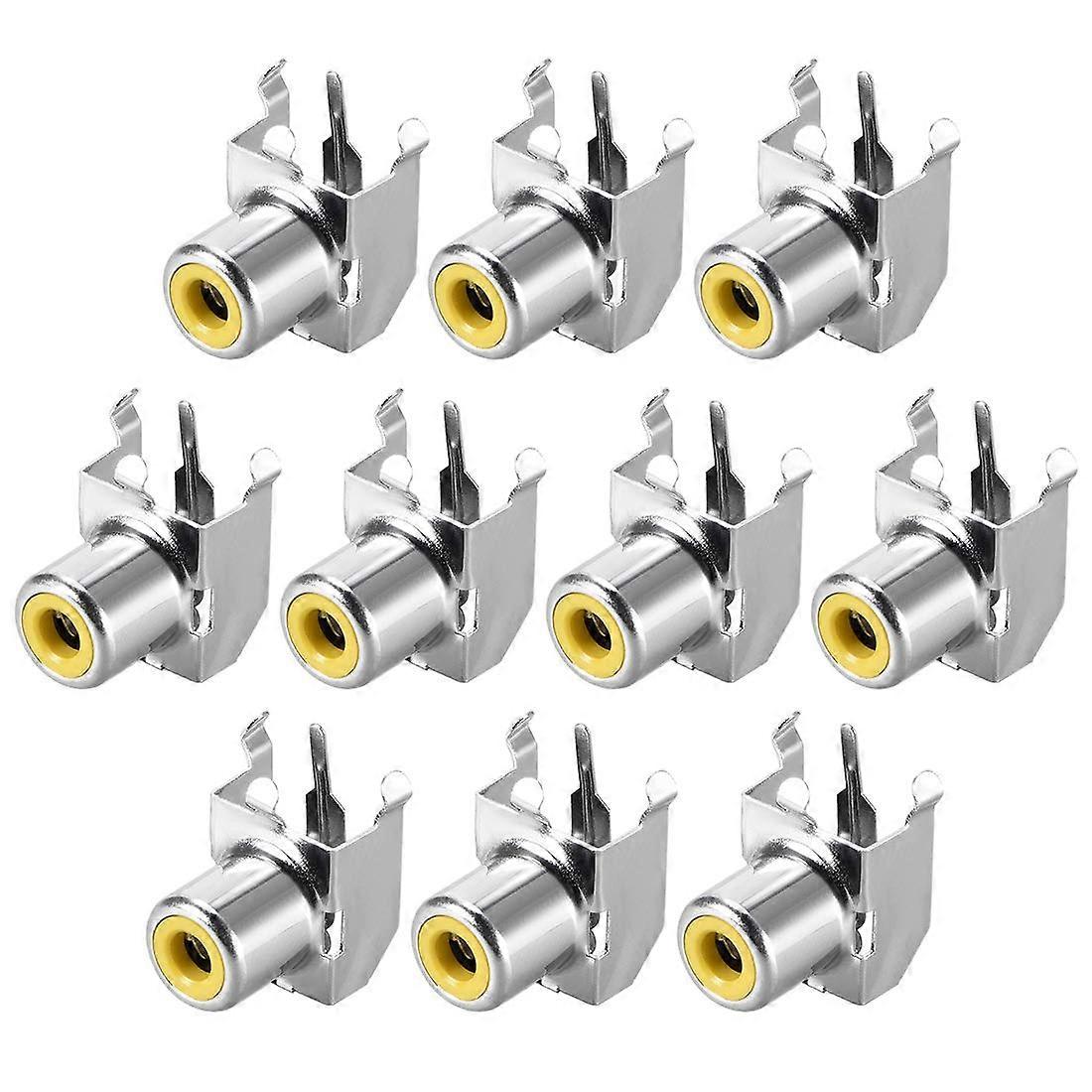 10Pcs PCB Mount RCA Female Jack Connector Silver Tone Panel Socket for Audio Video
