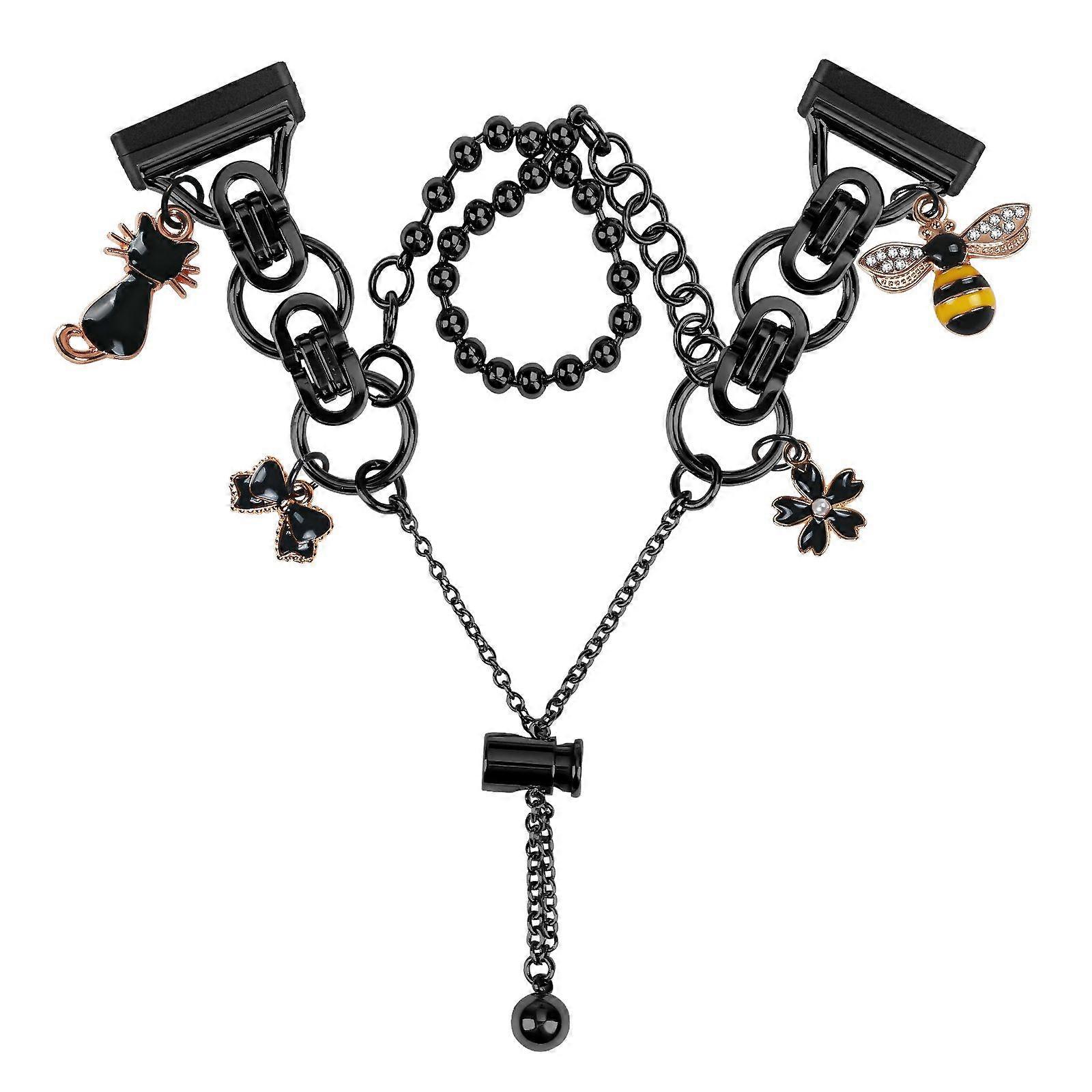 Electroplated Double Chain Link Metal Strap for Fitbit Versa 3/ Sense Watch Band Drawstring Adjustable