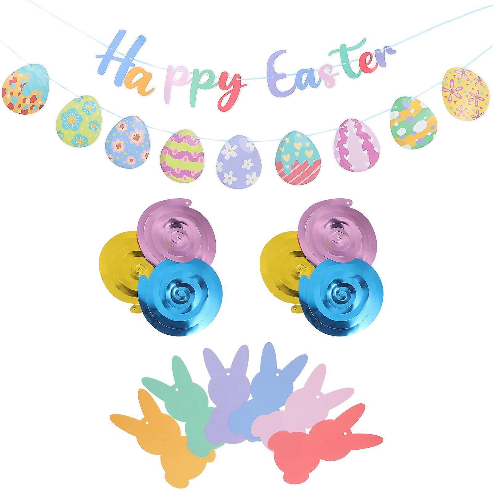 Hanging Easter Banner for Party Decoration 2Sets Paper with PVC