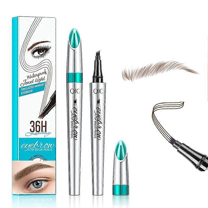 Waterproof 4Tip Microblading Eyebrow Pen Light Brown for Natural LongLasting Brows