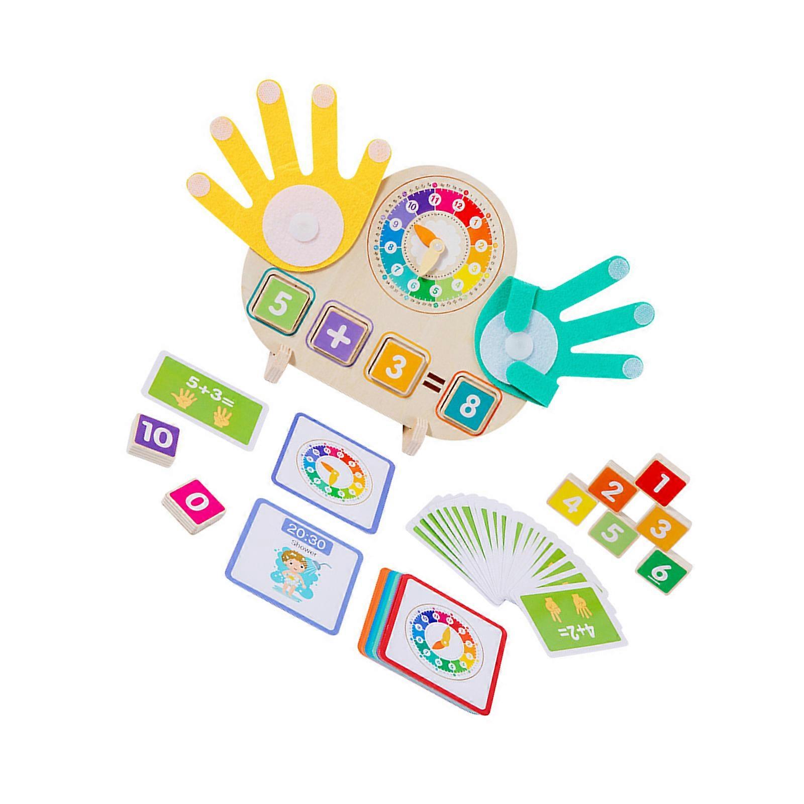 Portable Math Educational Toy Wooden Finger Counting Arithmetics Learning Game for Kids Safe Interactive Multicolor