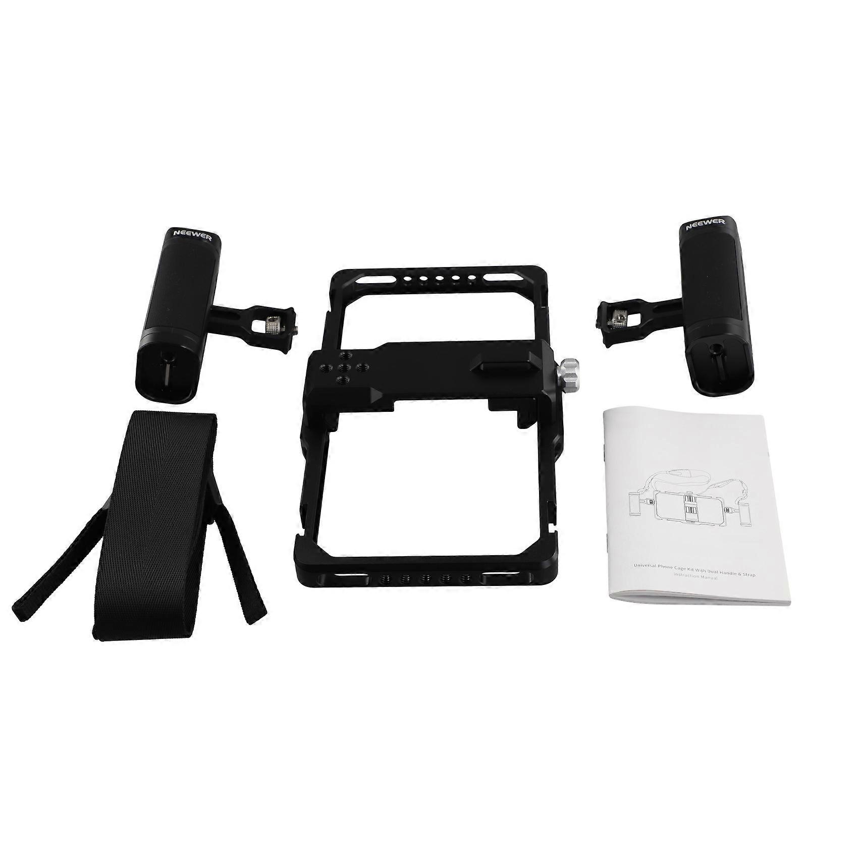 Double Hands Hold Holder Cell Phone Cage Set for Vlog Camera Horizontal Vertical Bracket,B