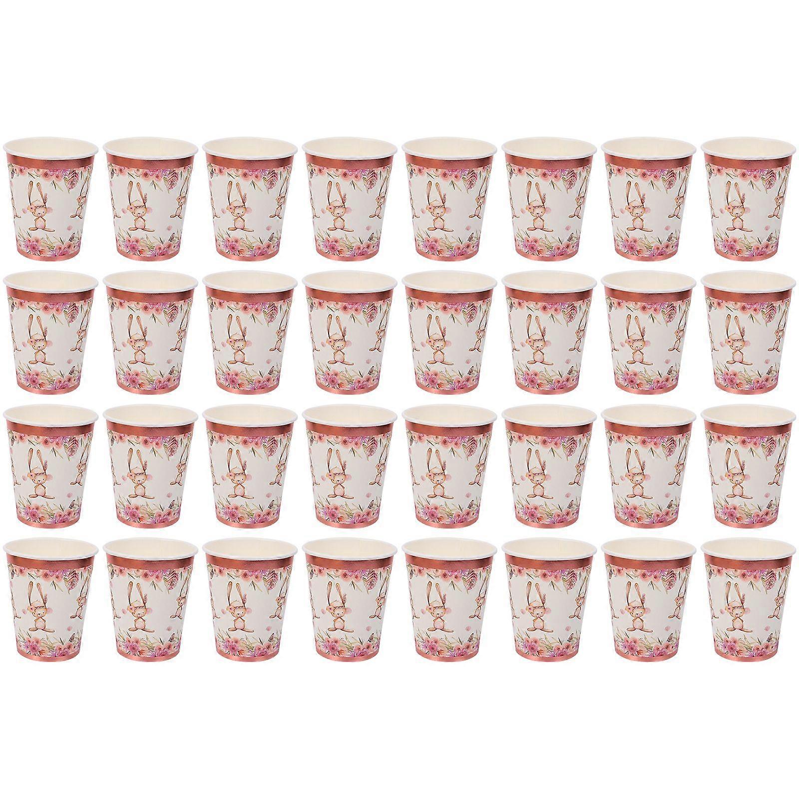 4 set/32pcs Disposable Tableware Easter Party Decoration Bronzing Paper Cup