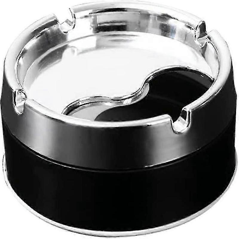 Portable stainless steel ashtray with rotating lid