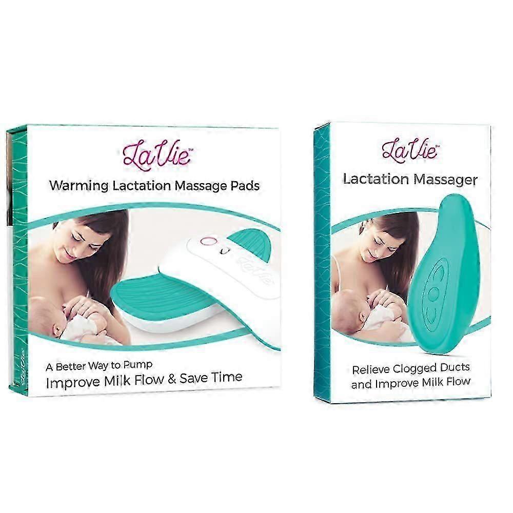 Bundle: 2-in-1 Warming Lactation Massagers (Pair) and Lactation Massager, Teal, Support