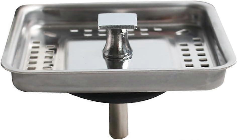 Square Stainless Steel Kitchen Sink Strainer 85x85mm AntiClogging Rust Dishwasher Safe