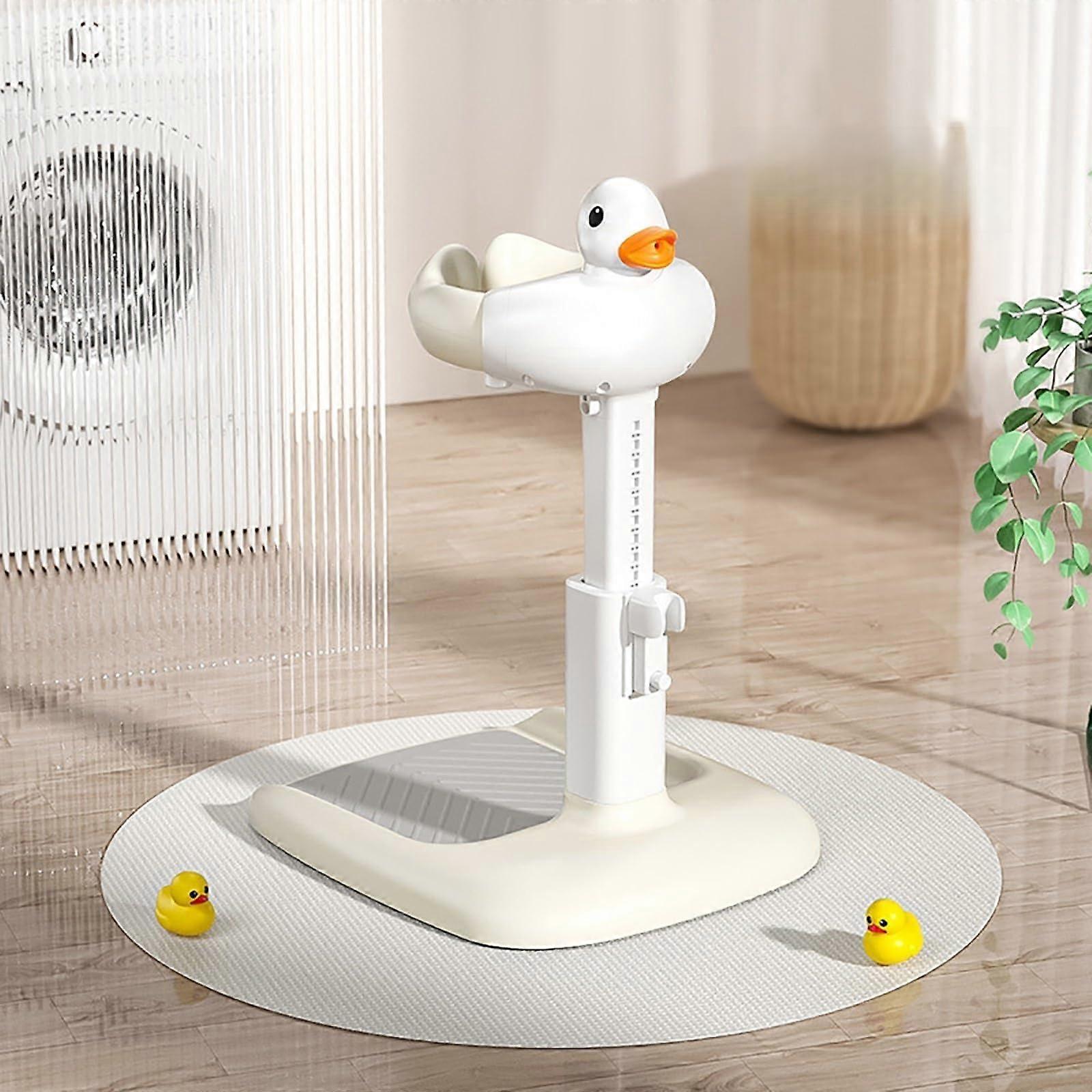 Baby Bath Stand with Stool, Height Adjustable Foldable Design, NonSlip Base, Khaki