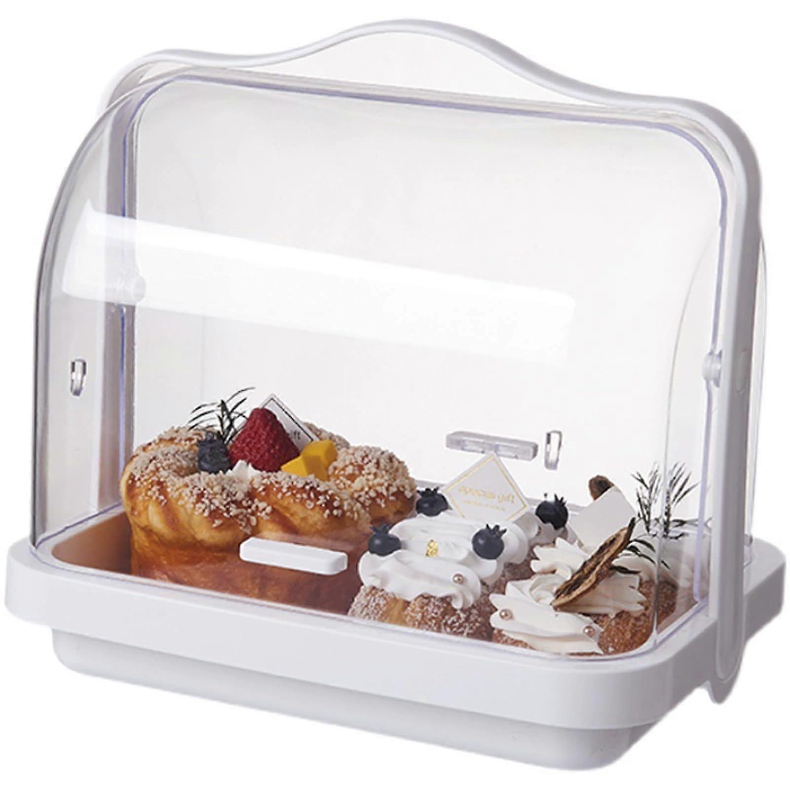 Bread Box with Transparent Roll  Lid, Dustproof Kitchen Bread Storage with Removable Tray, Small