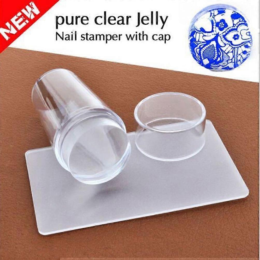 Clear Jelly Nail Art Stamping Kit with Stamper and Scraper for Precise Design Placement