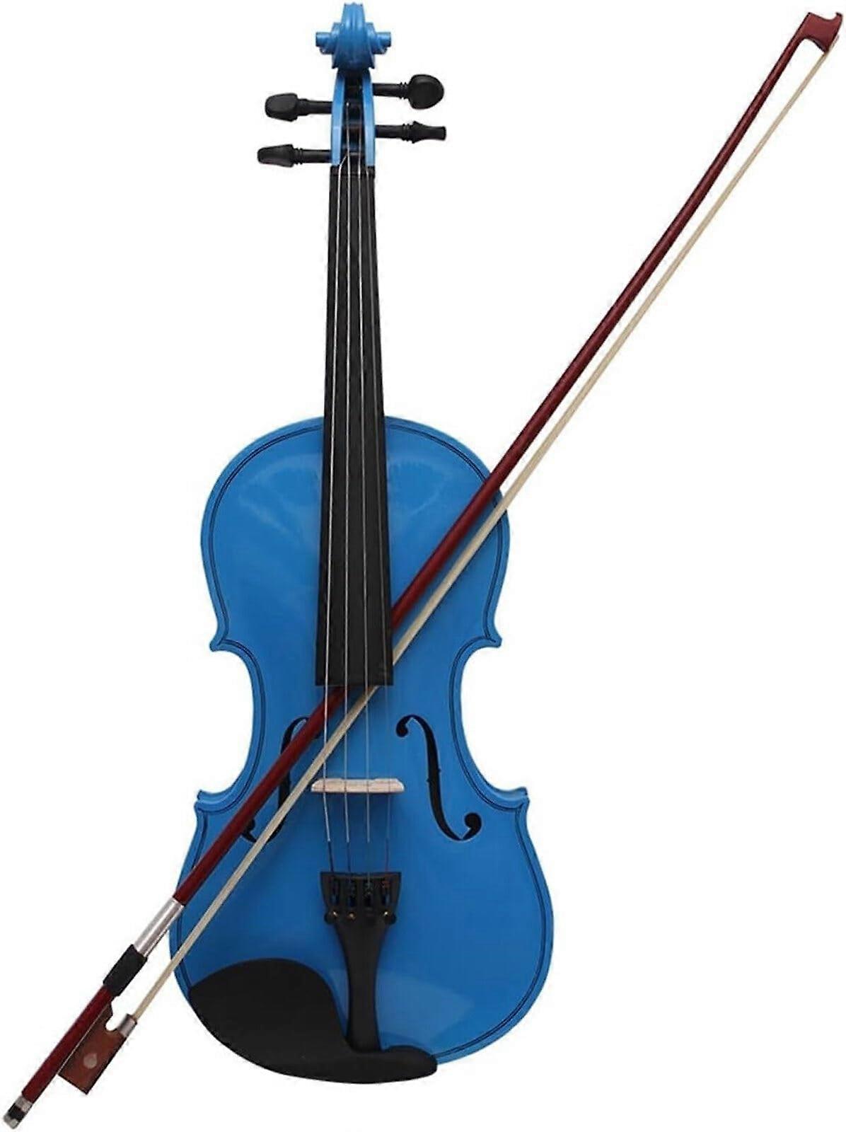 1/4 Size Beginner Violin for Students, Dark Blue Acoustic Violin with Case, ReadytoPlay Setup