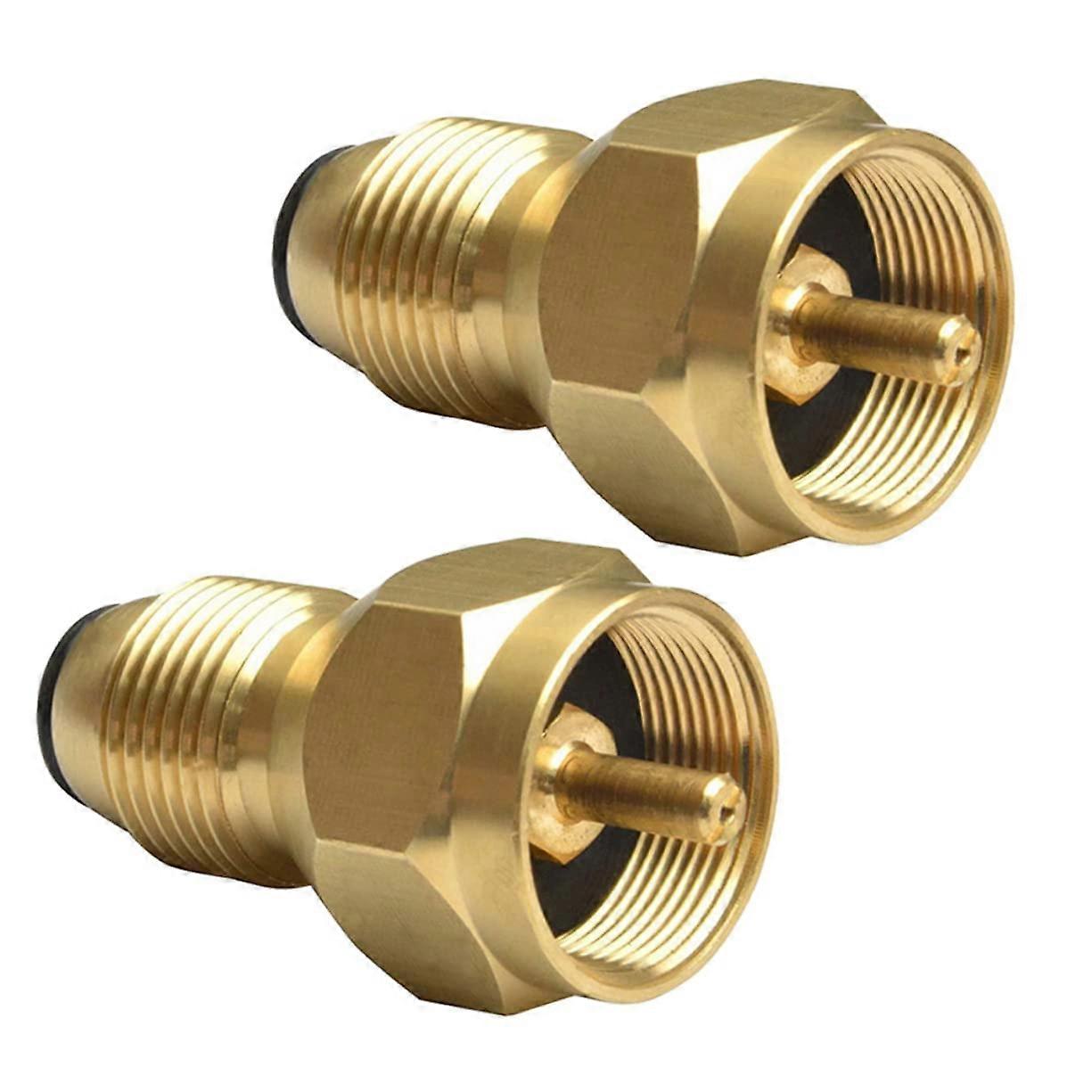 2pcs Propane Tank Adapter Set, Quick Conversion Brass Fitting with Automatic Shutoff for Outdoor Use