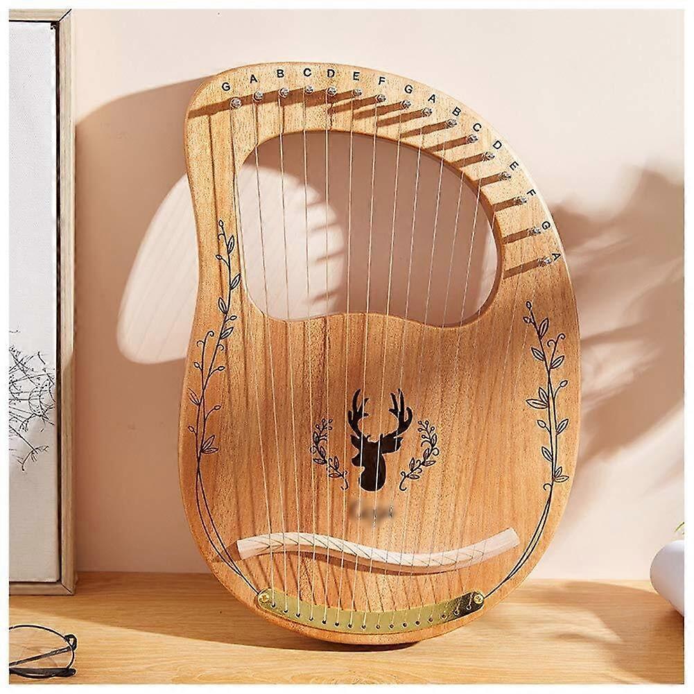 Lyre Harp 16 Strings Solid Mahogany with Tuning Wrench for Beginners Rich Balanced Tone