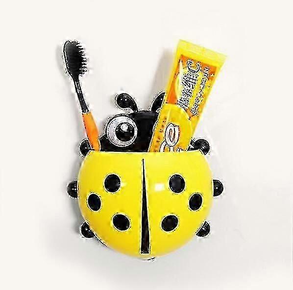 Cute Cartoon Ladybug Insect Toothbrush Toothpaste Holder For BathroomYellow1Pcs)