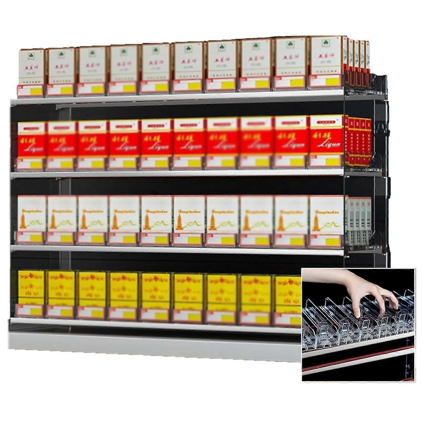 Clear Acrylic Cigarette Display Rack with Automatic Pusher, Wall Mounted Organizer for Retail Stores