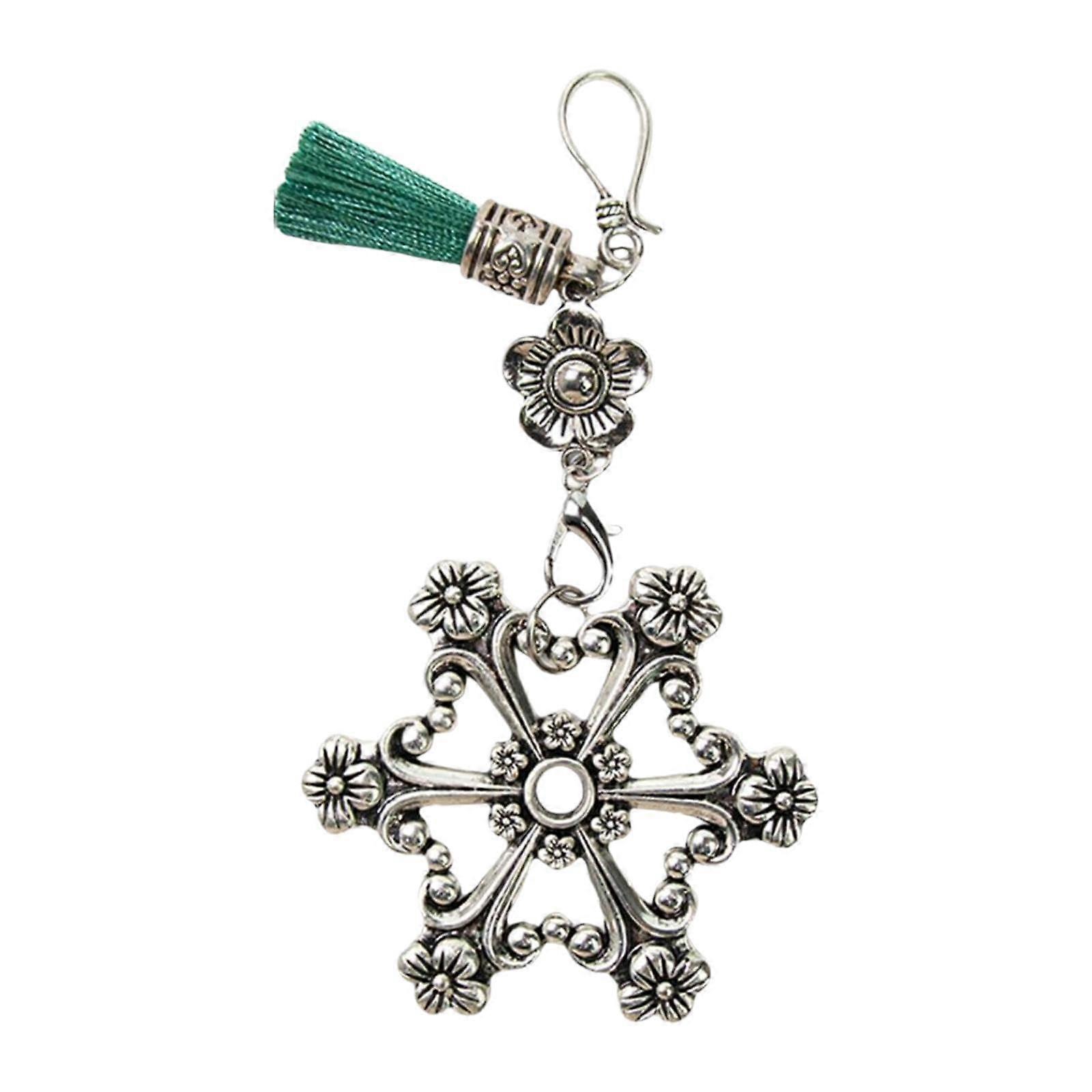 Vintage Metal Thread Winder Plate Sewing Thread Organizer Green Snowflake Style Tangle Storage