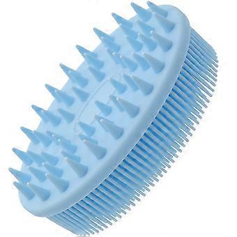 Silicone Body Scrubber Bath Brush 2 in 1 Shampoo and Body Brush for Shower Gentle Exfoliation Blue