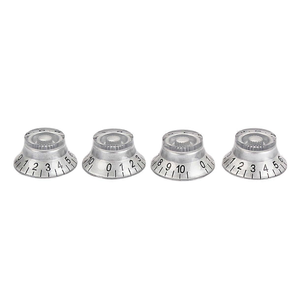 Acrylic Guitar Amp Knobs 4 Pcs PushOn Volume Tone Controls Silver Skirt Durable Replacement Set