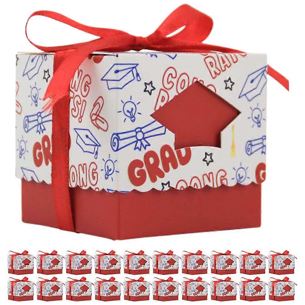 50Pcs Graduation Candy Boxes Paper Packaging for Storage Red