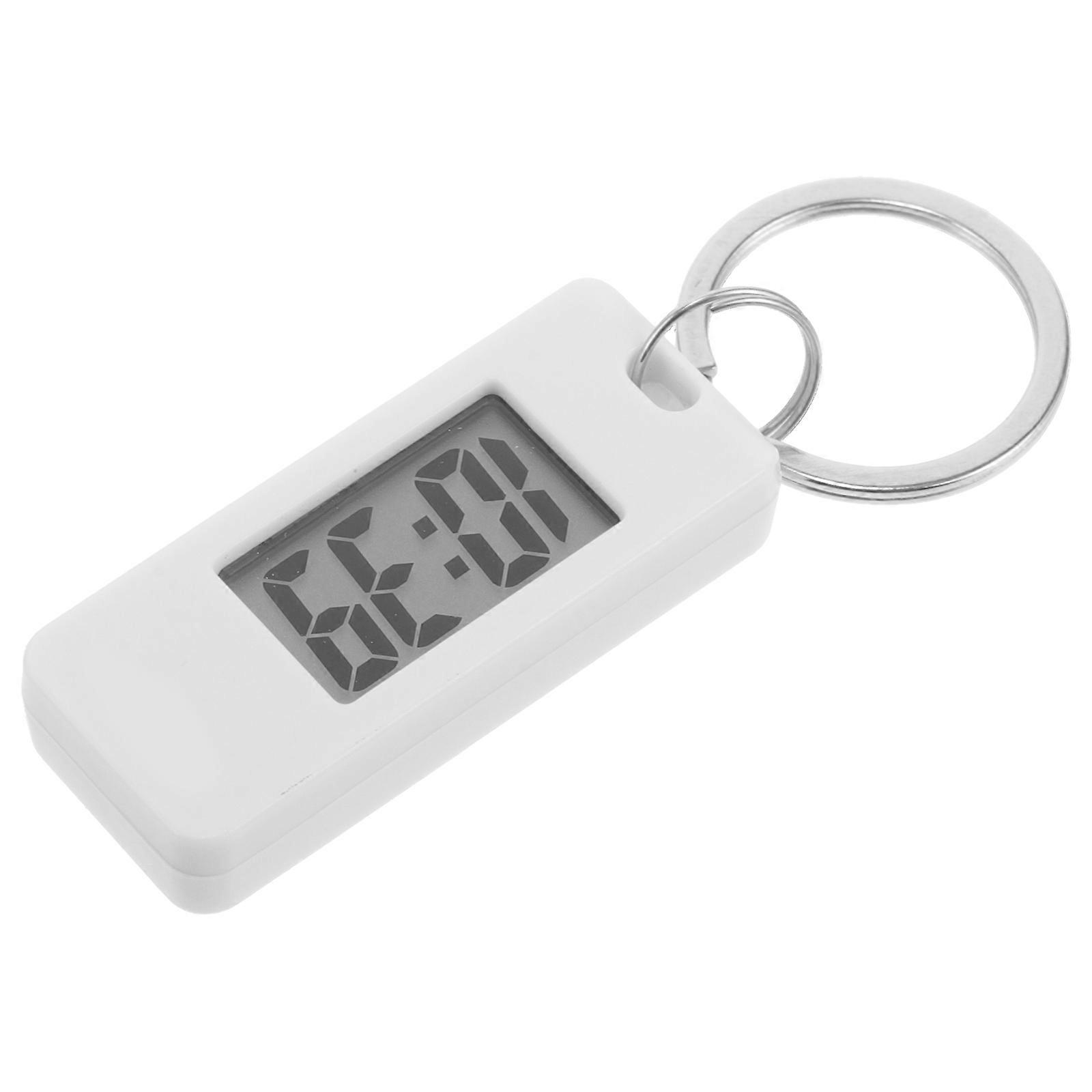White Electronic Keychain Watch for Students Use with Silent Feature