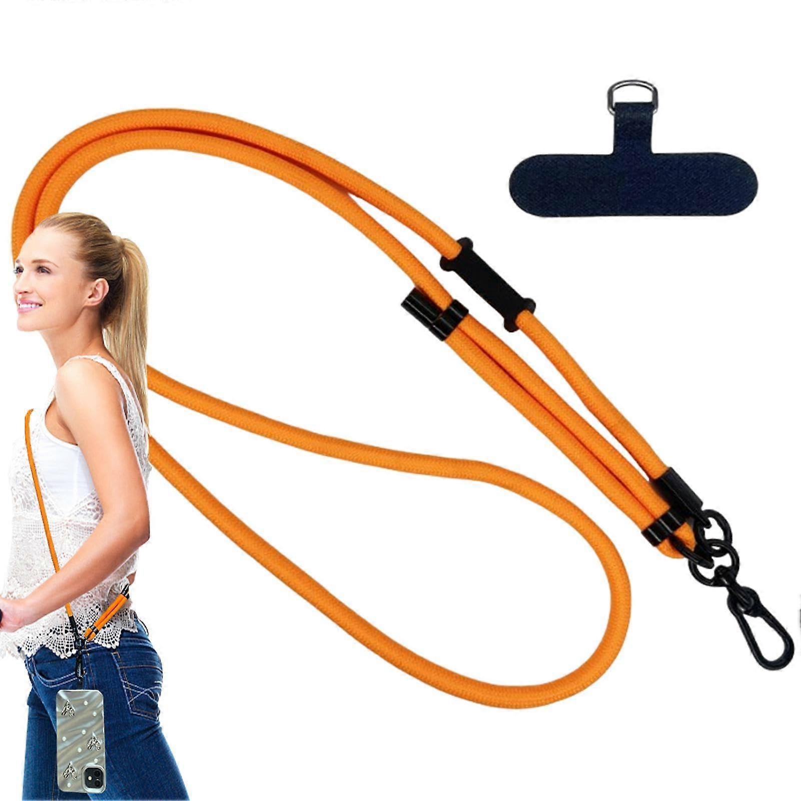 Orange Adjustable Phone Lanyard Strap with Secure AntiTheft Design for Smartphones