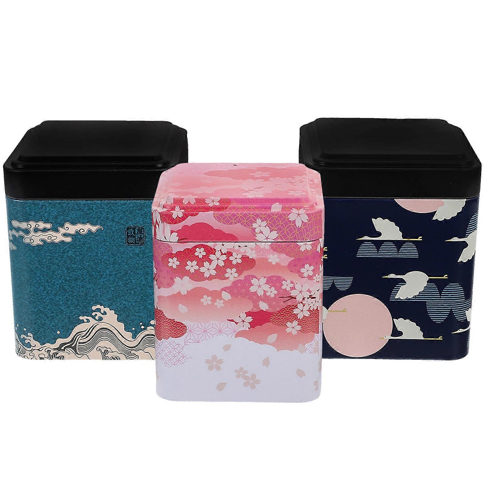 Assorted Color Tinplate Tea Canister for Tea Storage 3Pcs Set