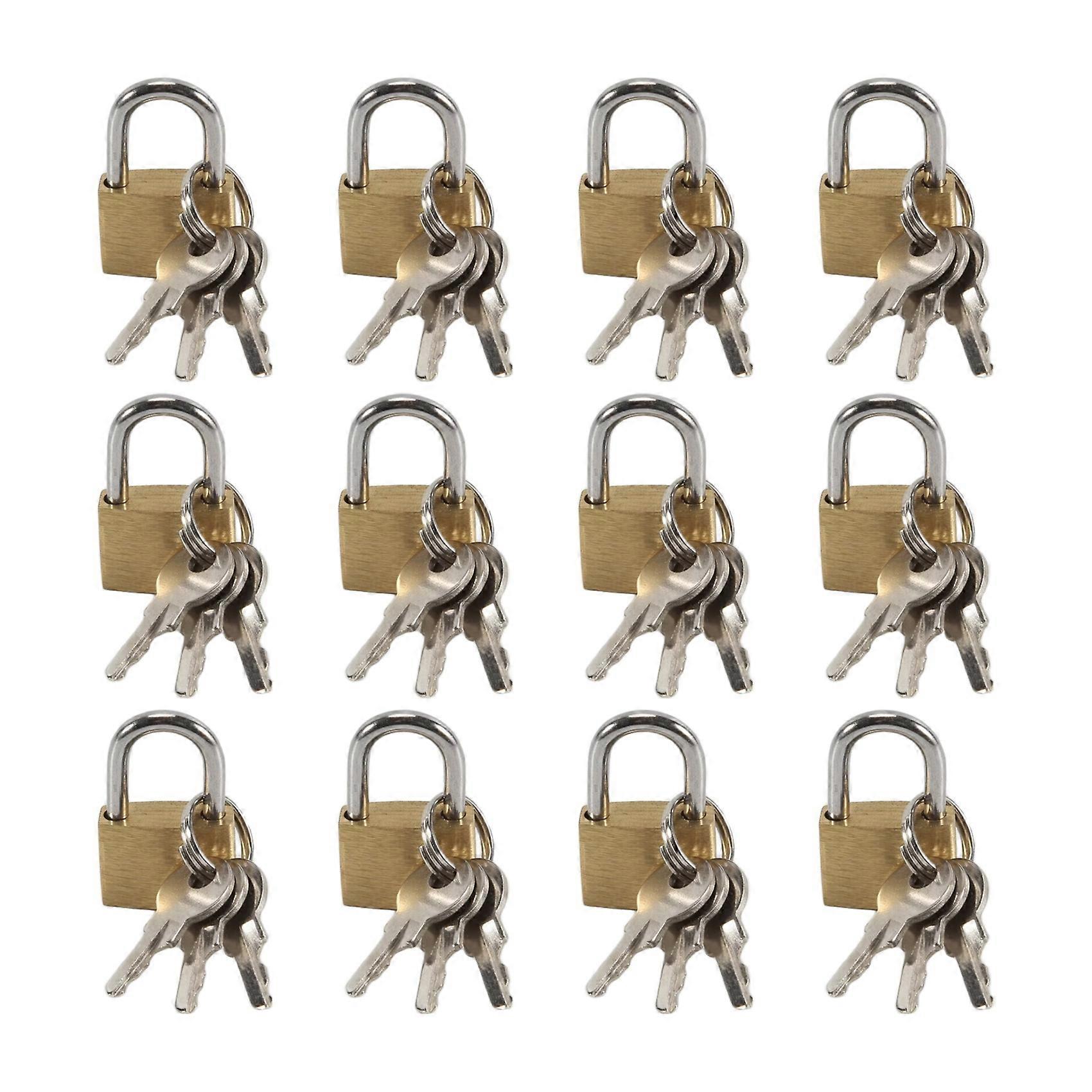 12 Pack Mini Padlock Small Padlock Solid Brass Locks with 3 Key