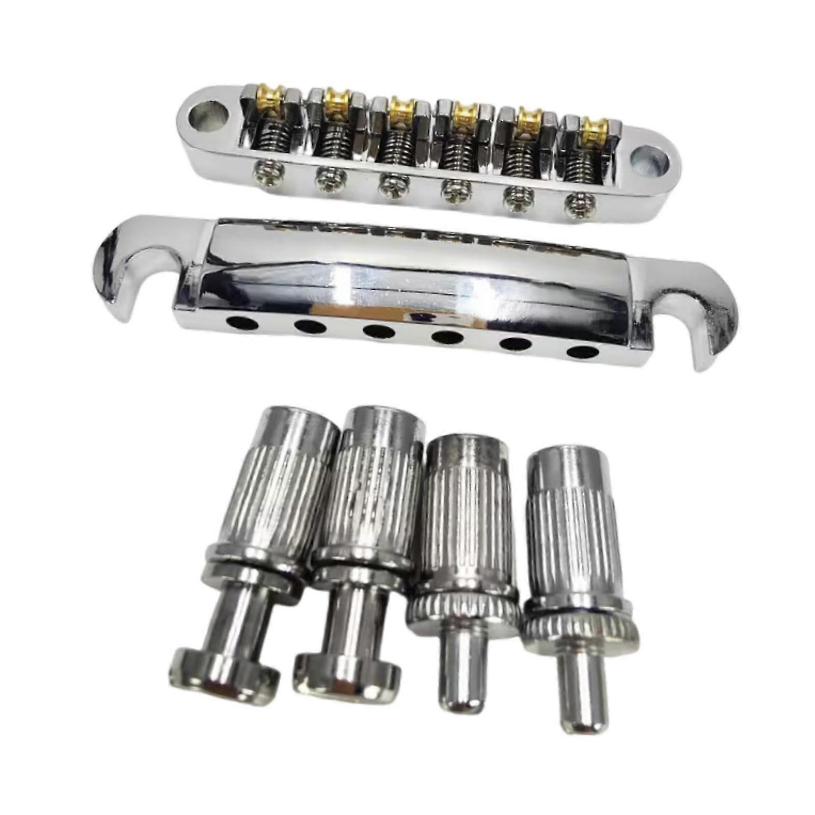 Electric Guitar Bridge with Studs Adjustable Brass Roller Saddle Convenient