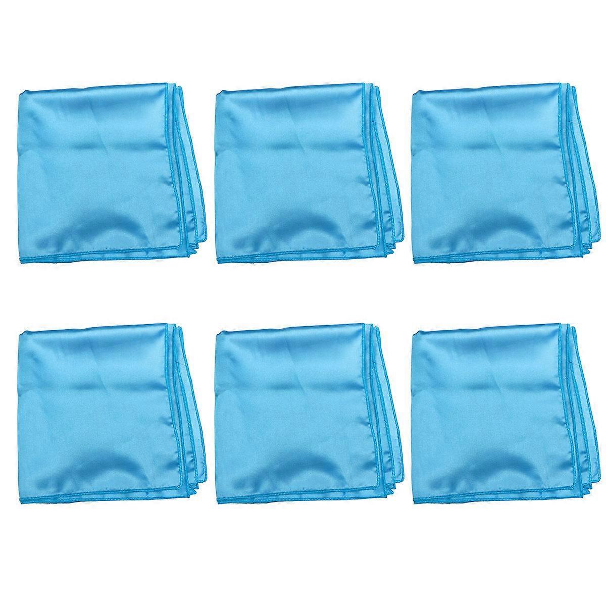 Blue Solid Color Tableware Pad for Hotel Dining 6Pcs Napkin Cloth