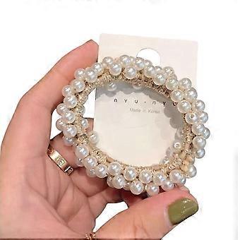 Elastici per capelli con filo d'oro ad alta elasticità per le donne - Cravatte per capelli con perle piene da donna