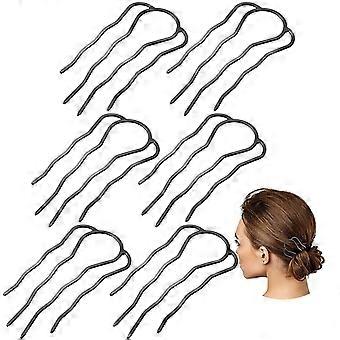 6 Stuks 87 mm Haar Vork Clip Stick Haar Zijkam Haarspeld Haar Broodje Opgestoken Haar Stokken Legering 4 Tanden Broodje Haarspelden Clips Grips voor Vrouwen Haarstyling Aan
