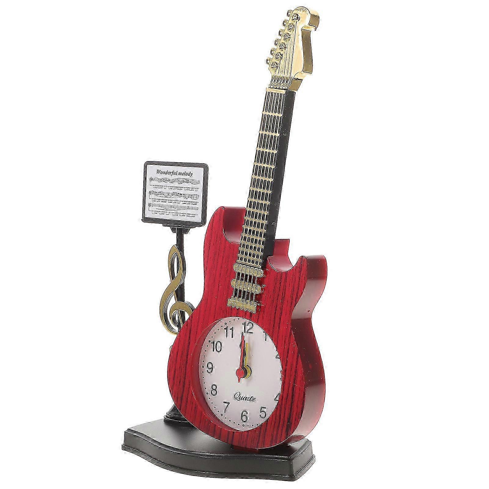 Desktop Clock Musical Instrument Shape Tabletop Clock Adornment Bedside Clock