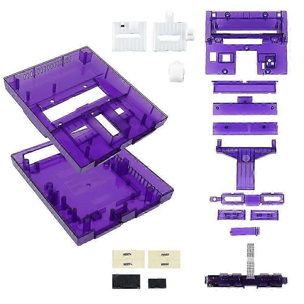 Replacement Shell Case for Nintendo SNES SFC US Version Retro Gaming Consoles Translucent Case Purple