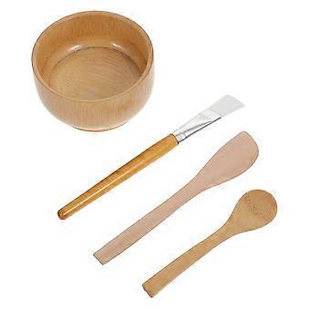 1 set di maschera in legno strumenti fai da te maschera facciale ciotola di miscelazione maschera di fango facciale applicatore