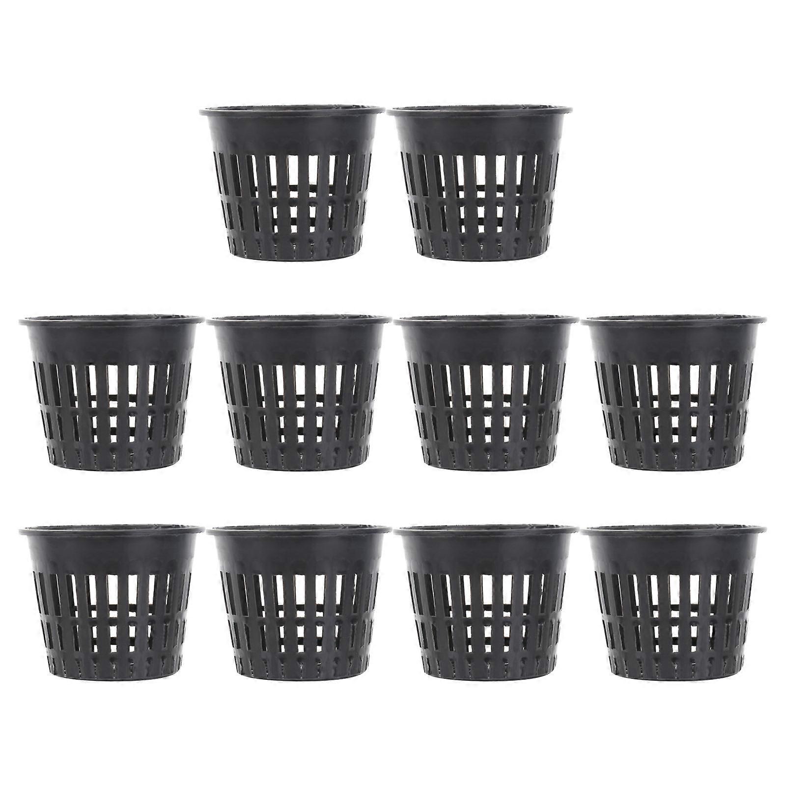 Mini Mesh Planting Basin for Succulent Pot Plastic 10Pcs Black Cups