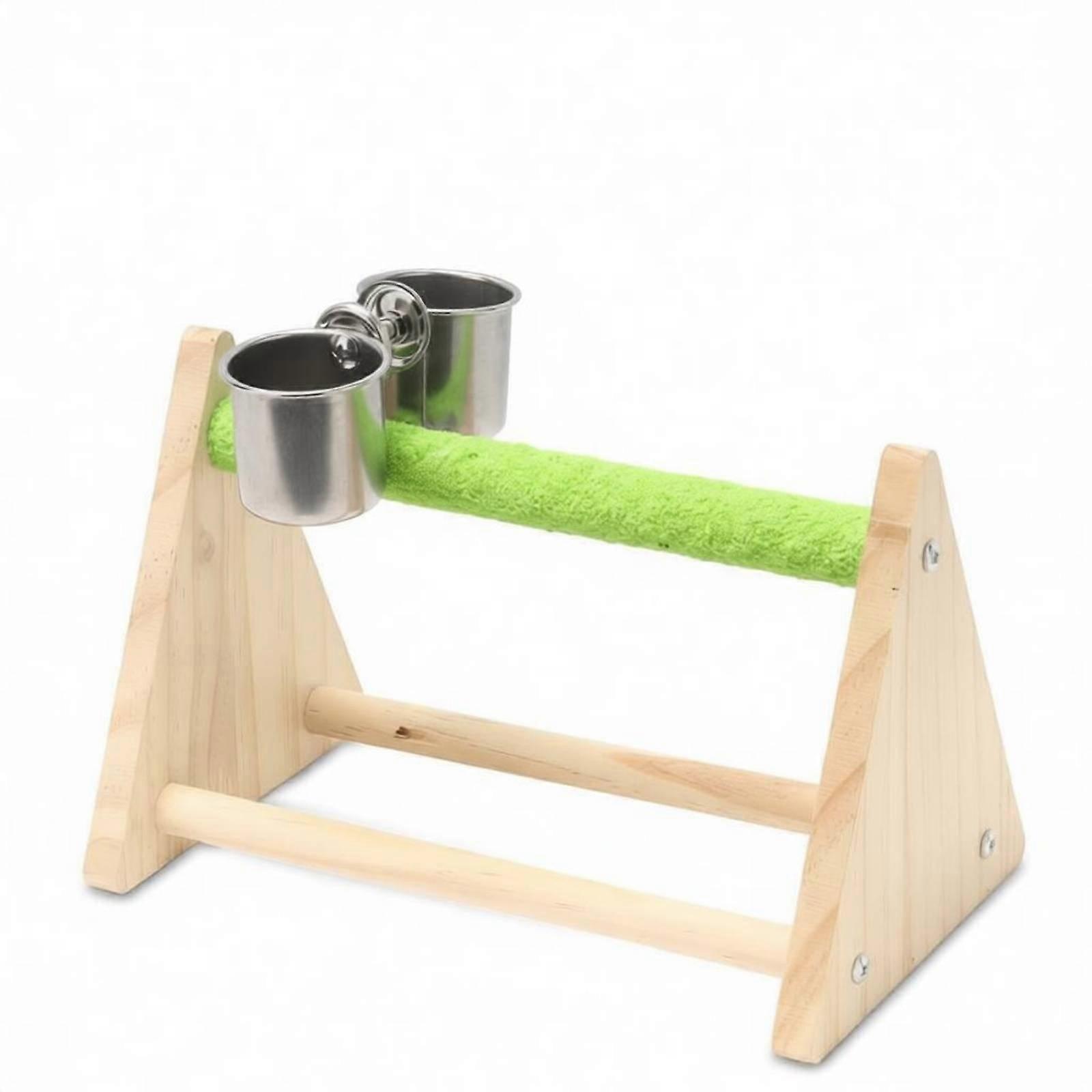 Desktop Bird Perch with Feeding Cups Interactive Platform Pet Accessory Portable