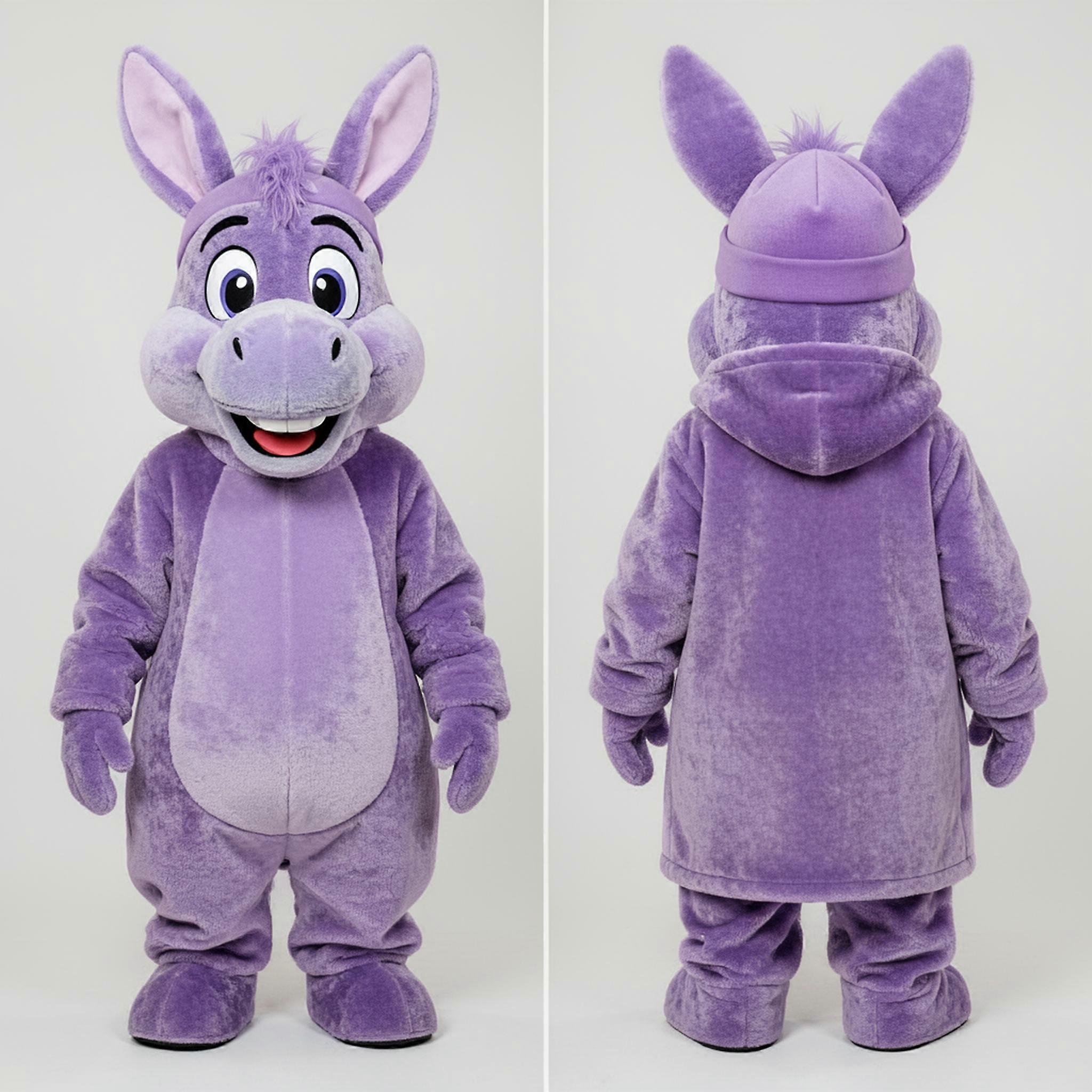 MASTICOT Lavender Fluffy Donkey Mascot