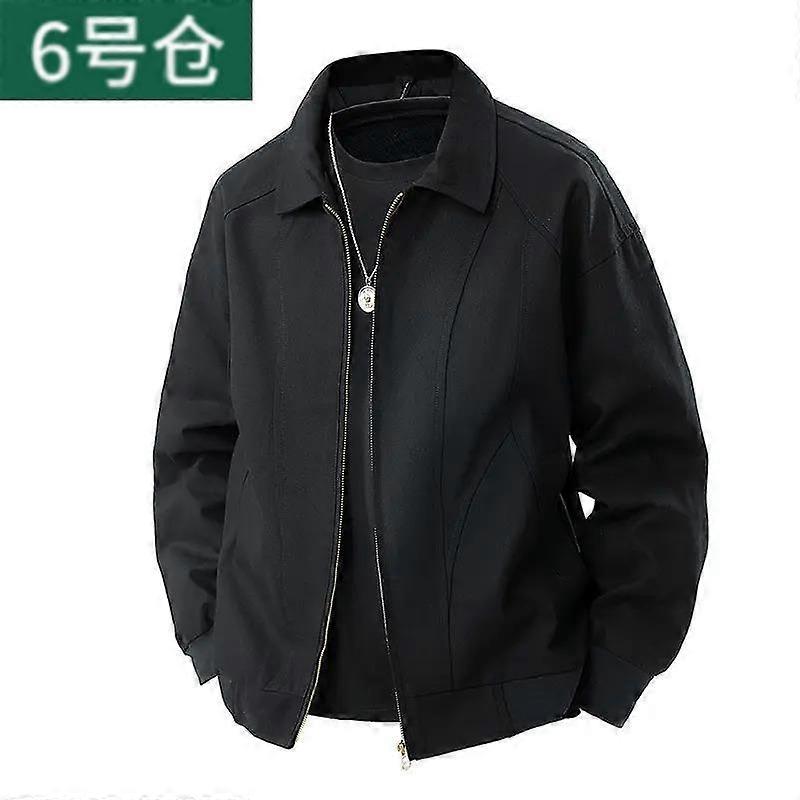 Men Lapel Collar Zip Up Jacket Solid Color Casual Workwear Coat