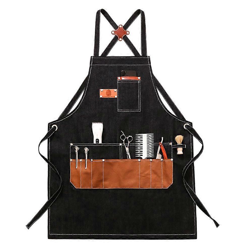 Eco-Friendly Waterproof Apron with Adjustable Cross Back and Multiple Pockets