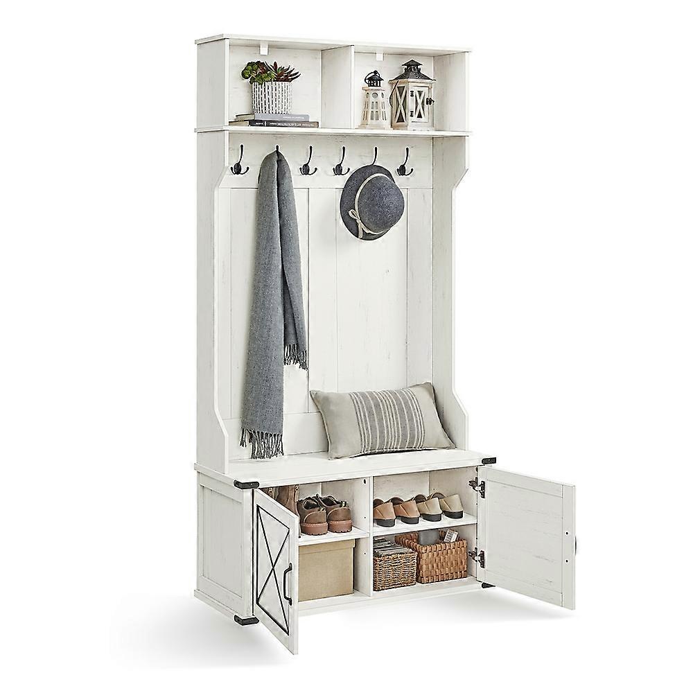 Hall Tree Storage Entryway Coat Rack with Bench 15.7"D