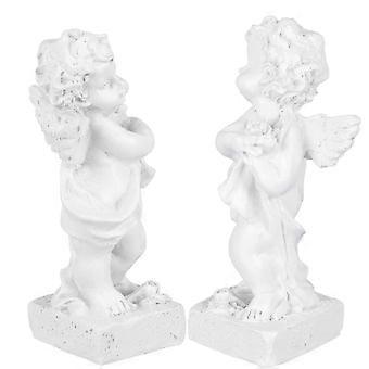 2 miniaturas de anjo em resina, decoração para miniaturas, artesanato DIY e mini jardins, 8,5 cm.