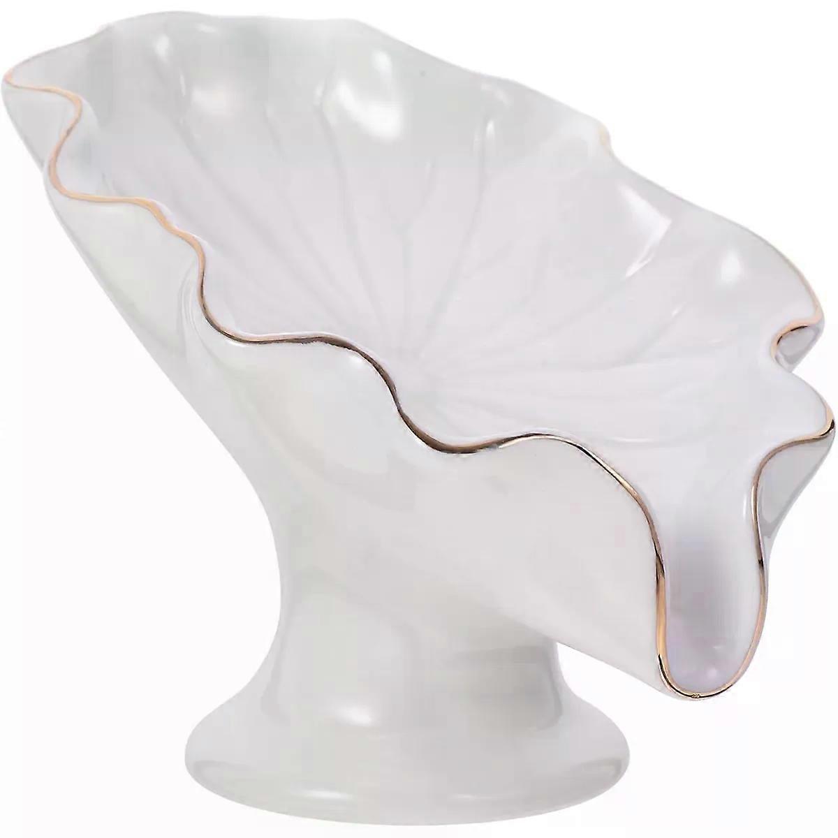 White Ceramic Lotus Leaf Soap Dish Holder with Drainage