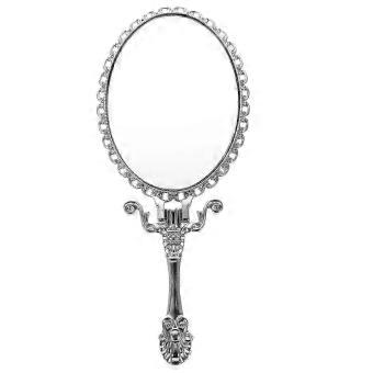 Retro Handheld Metal Compact Makeup Mirror with Handle for Home Travel