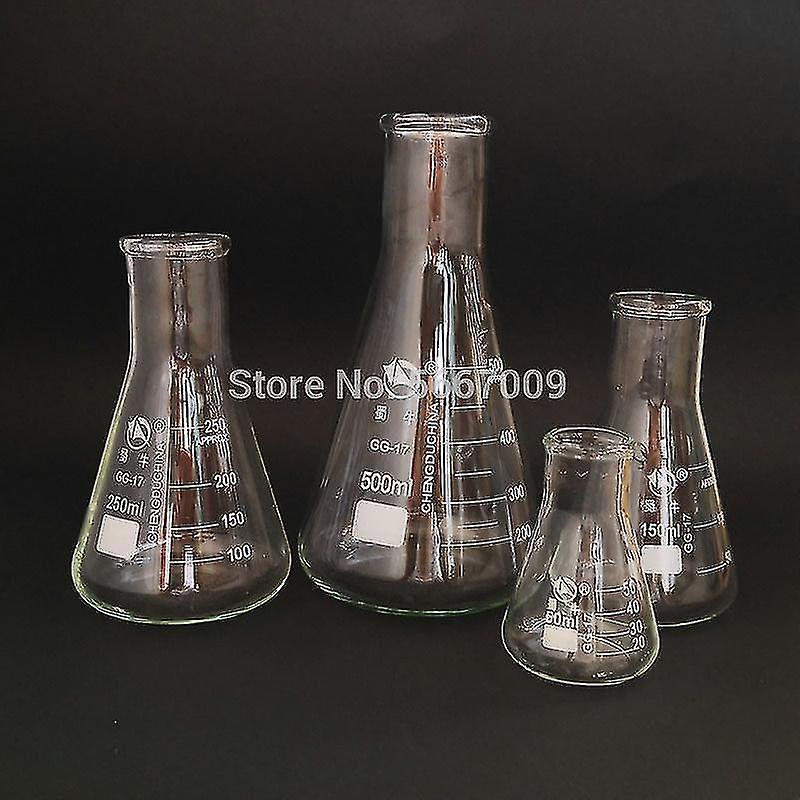 1pc 50ml To 1000ml  Borosilicate Glass Straight Wide Neck Conical Triangular Flask For Lab Chemical