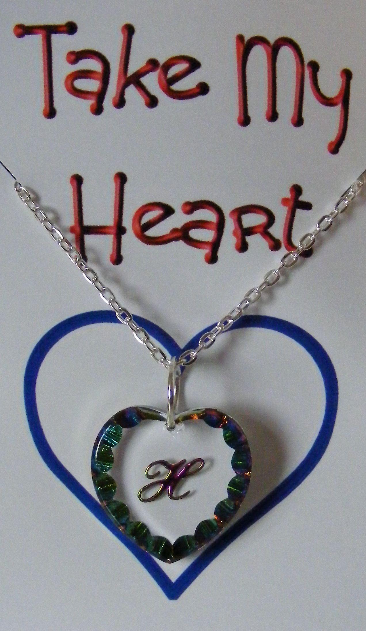 Heliotrope Initial Heart Crystal Pendant Necklace - H