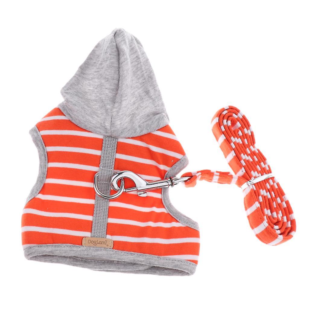 Pet Cat Kitten Adjustable Harness Walking Lead Leash Chest Strap  Orange S