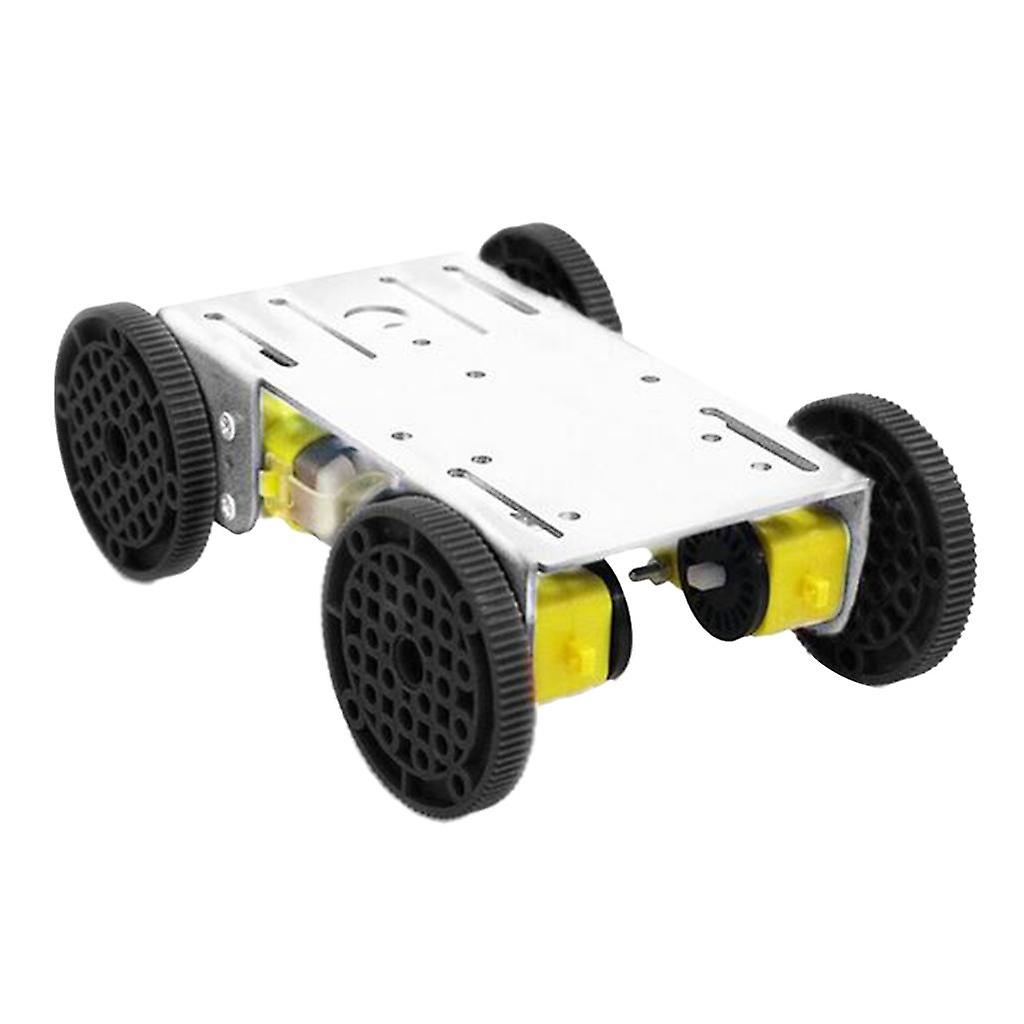 Smart Robot Chassis Car Model with Plastic Wheel Black Wheel Silver Panel