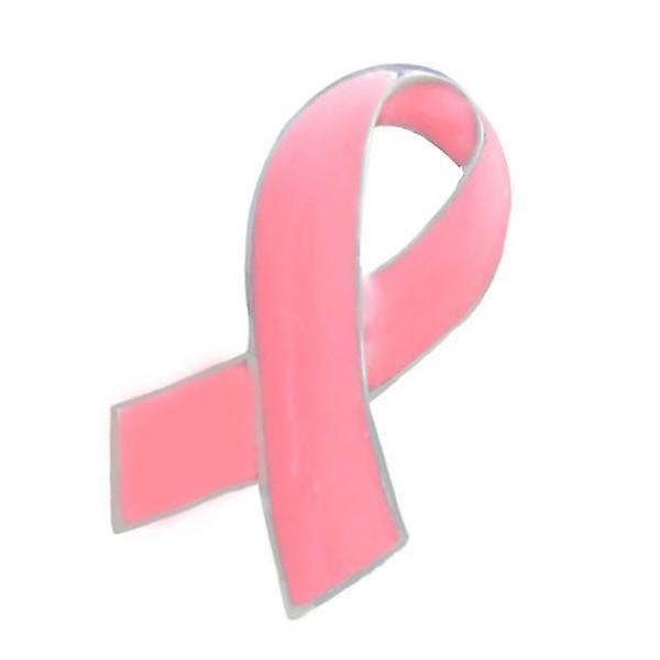 40xPink Enamel Breast Cancer Awareness Charity Ribbon Brooches Pins Silver Edge