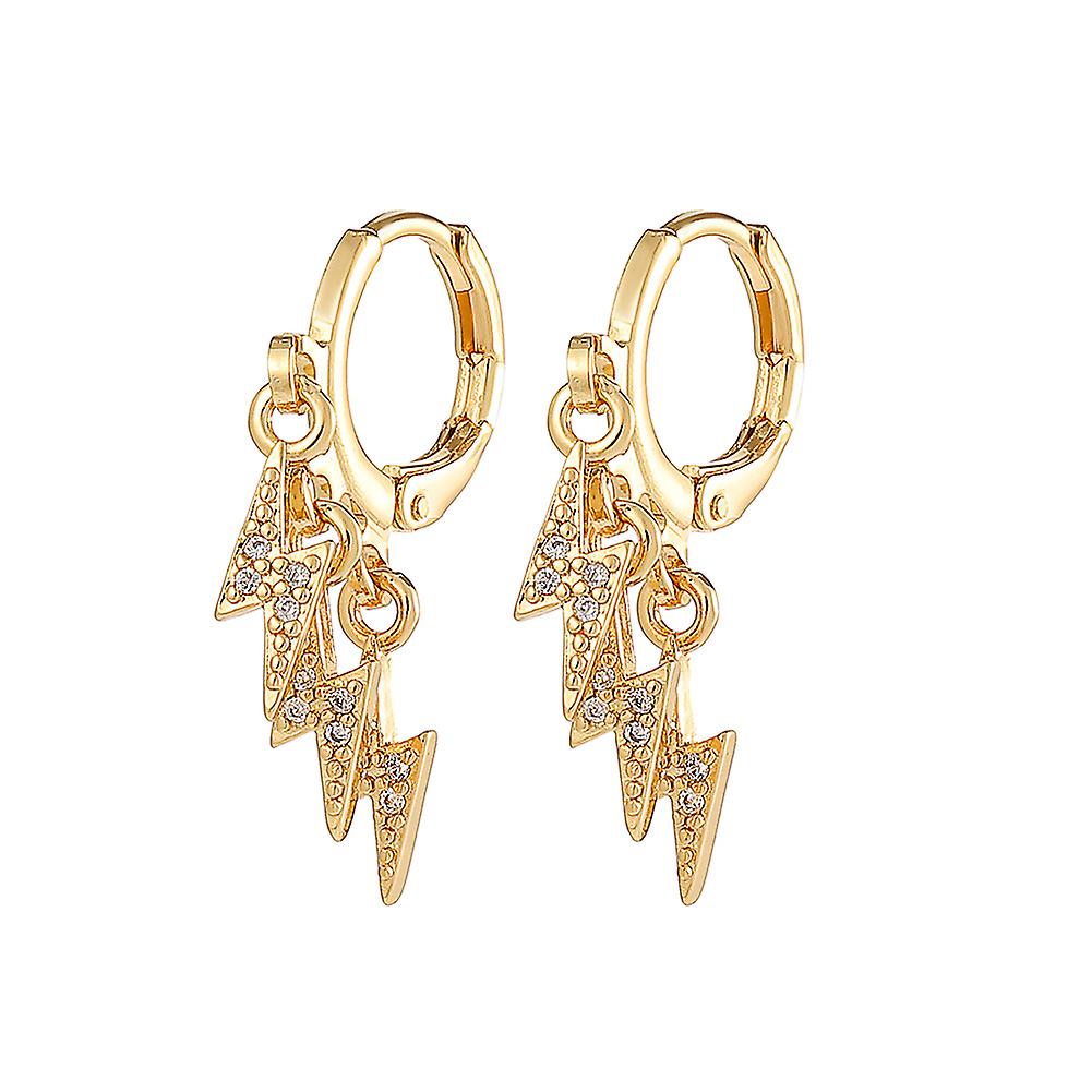 Chic Korean Geometric Lightning Dangle Earrings With Clear Crystal